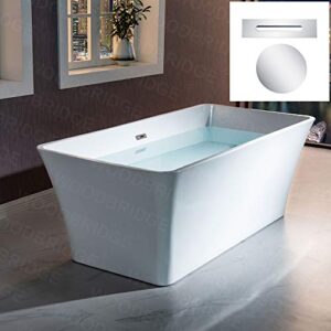 woodbridge 67" acrylic freestanding bathtub contemporary soaking white tub with chrome overflow and drain，bts1609 -c-drain &o