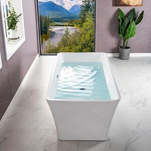 WOODBRIDGE 67" Acrylic Freestanding Bathtub Contemporary Soaking White Tub with Chrome Overflow and Drain，BTS1609 -C-Drain &O