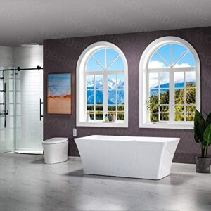 WOODBRIDGE 67" Acrylic Freestanding Bathtub Contemporary Soaking White Tub with Chrome Overflow and Drain，BTS1609 -C-Drain &O