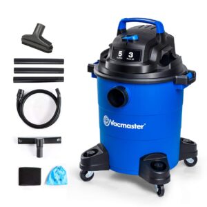 vacmaster 3 peak hp 5 gallon shop vacuum with hepa filter powerful suction wet dry vacuum cleaner with blower function 1-1/4 inch hose 10ft power cord