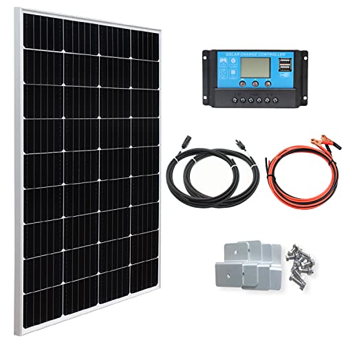 XINPUGUANG Solar Panel 150 Watt 12V Monocrystalline Solar Kit with 20A Charge Controller,Extension Cable,Mounting Brackets Off Grid for RV,Boat,Battery,Camper, Home (150W Solar Panel Kit)