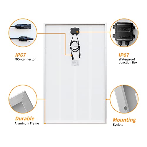 XINPUGUANG Solar Panel 150 Watt 12V Monocrystalline Solar Kit with 20A Charge Controller,Extension Cable,Mounting Brackets Off Grid for RV,Boat,Battery,Camper, Home (150W Solar Panel Kit)