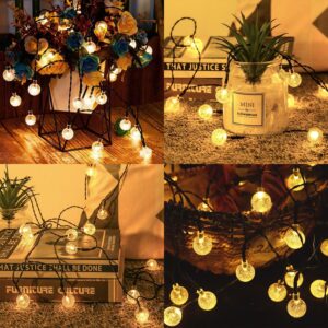 ITICdecor Solar String Lights Outdoor 40LED Crystal Globe Waterproof Patio Fairy Lights for Garden, Yard, Camping, Wedding, Christmas Decoration (Warm White)