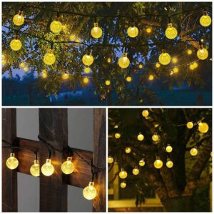 ITICdecor Solar String Lights Outdoor 40LED Crystal Globe Waterproof Patio Fairy Lights for Garden, Yard, Camping, Wedding, Christmas Decoration (Warm White)