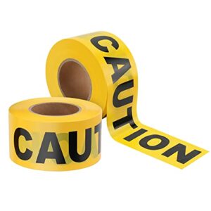 goldblatt caution tape, 2 pack yellow caution tape roll, 3 inch x 1000 feet, warning safety tape with bold black font for construction location/hazardous areas or halloween decorations