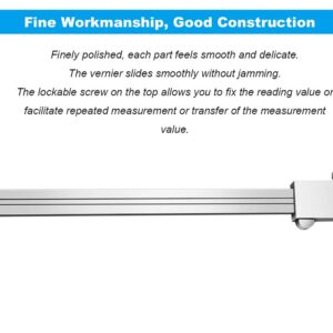 ZLKSKER 8 Inch / 20 cm Micrometer Vernier Caliper, Stainless Steel Precision Measuring Tool (Inch/Metric), Depth/Inside/Outside/Step Measurement, Accuracy 0.001" / 0.02mm