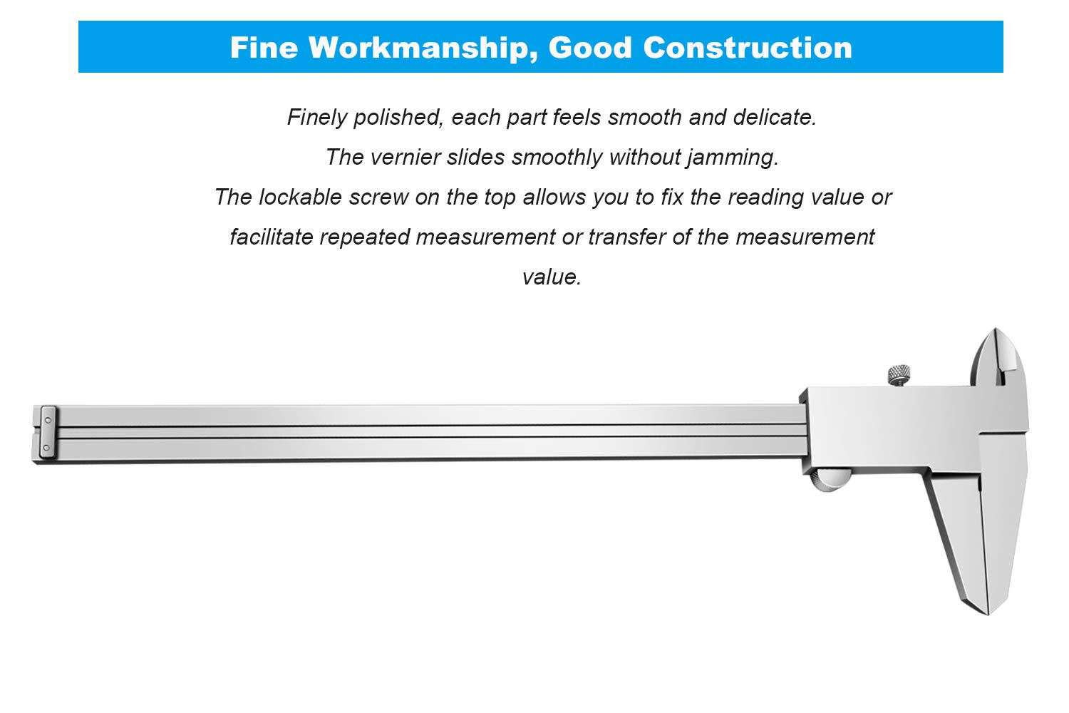 ZLKSKER 8 Inch / 20 cm Micrometer Vernier Caliper, Stainless Steel Precision Measuring Tool (Inch/Metric), Depth/Inside/Outside/Step Measurement, Accuracy 0.001" / 0.02mm