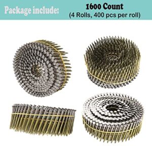 Siding Nails 1-1/2-Inch x .092-Inch 15-Degree Collated Wire Coil, Full RoundHead, Ring Shank Hot-Dipped Galvanized 1600 Count for Rough Nailing of Lathing and Sheathing Materials by BOOTOP