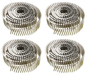 siding nails 1-1/4-inch x .092-inch, 15-degree collated wire coil, full roundhead, ring shank, hot-dipped galvanized, 1600 count for rough nailing of lathing and sheathing materials by bootop