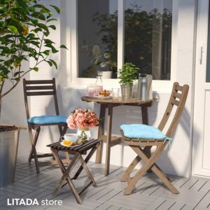 LITADA Small Patio Table (Set of 2) Acacia Wooden Small Table, Side Table, Coffee End Table, Small Square Folding Side Table, Plant Stand Mid Century Easy Assembly Modern Home Decor (Walnut Color)