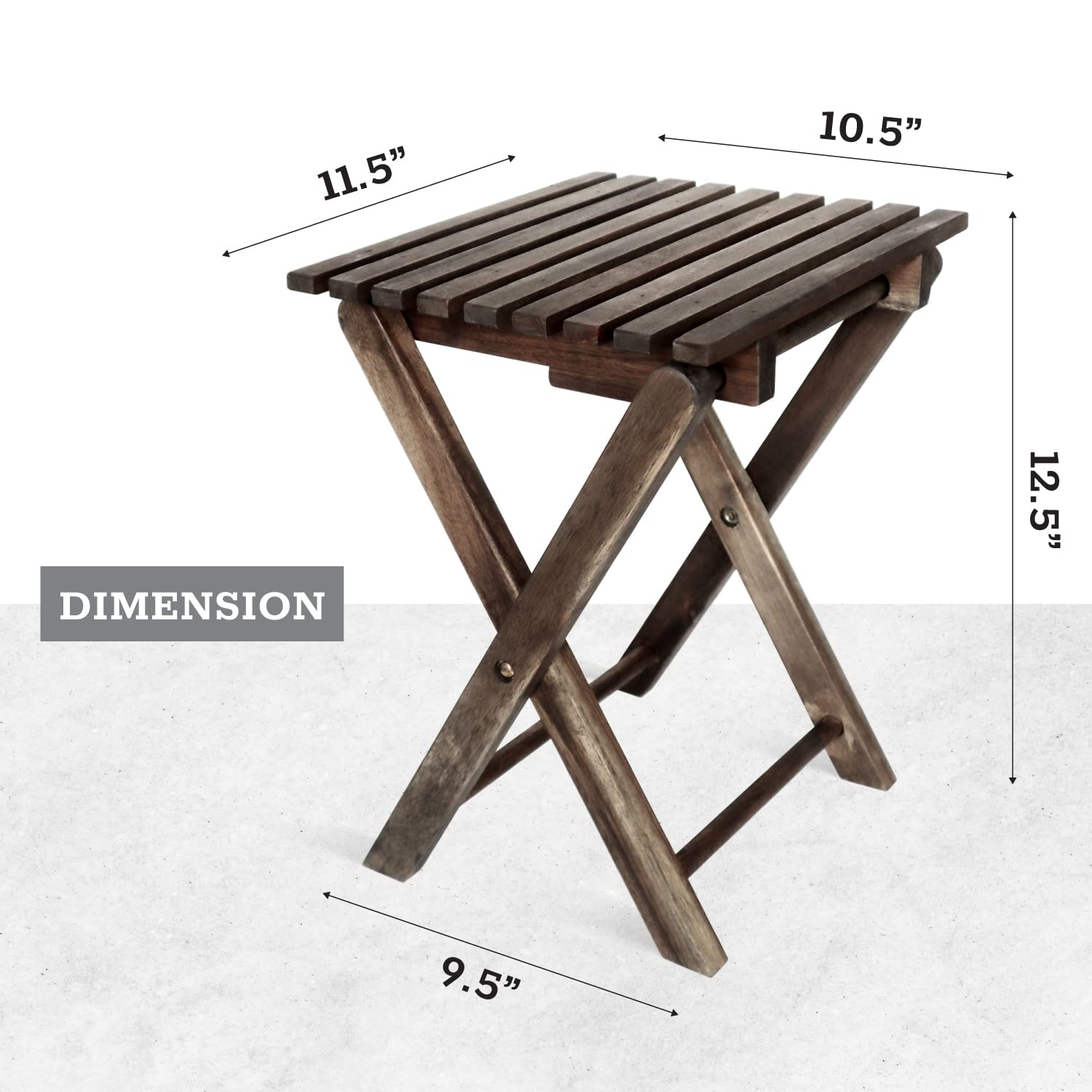 LITADA Small Patio Table (Set of 2) Acacia Wooden Small Table, Side Table, Coffee End Table, Small Square Folding Side Table, Plant Stand Mid Century Easy Assembly Modern Home Decor (Walnut Color)