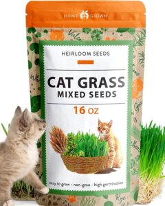 home grown 1 pound cat grass seeds for indoor cats & pets - ready to eat in 7 days - quick & easy to grow | cat grass for digestion & hairballs | 100% non-gmo heirloom oat barley seeds