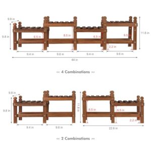 Jotboom Outdoor Indoor Plant Stand,4 Tiers Plant Bench Indoor Window Plant Stand,Wood Long Plant Shelves for Multiple Plants in Windowsill Patio Balcony (11.8~44'')