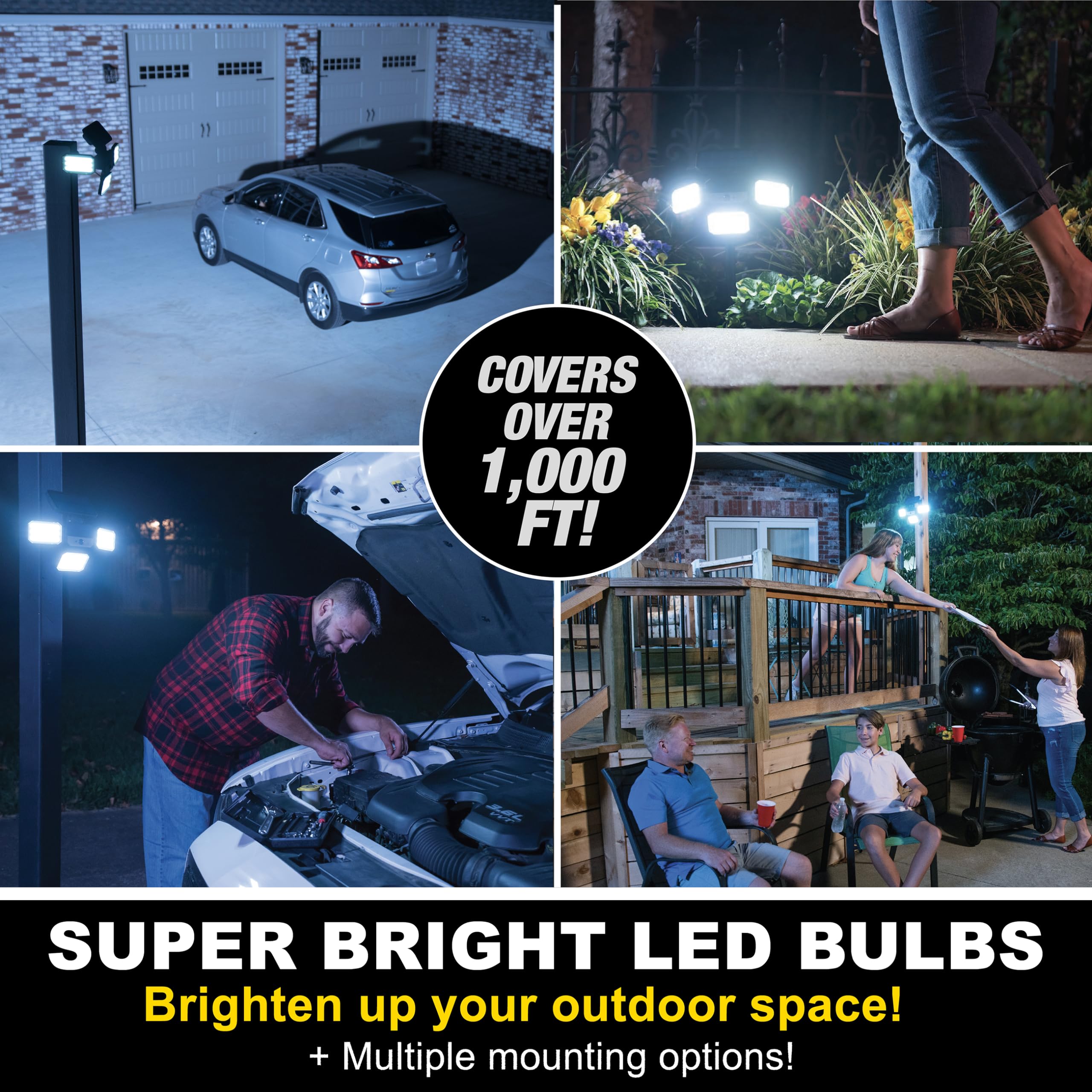 Bell+Howell Bionic Flood Light ASON TV, Solar Lights Outdoor Waterproof- 50% Brighter 108 COB-LED's w/Motion Sensor 180° Swivel, Adjustable Panels for Garden, Lawn and Patio As Seen On TV