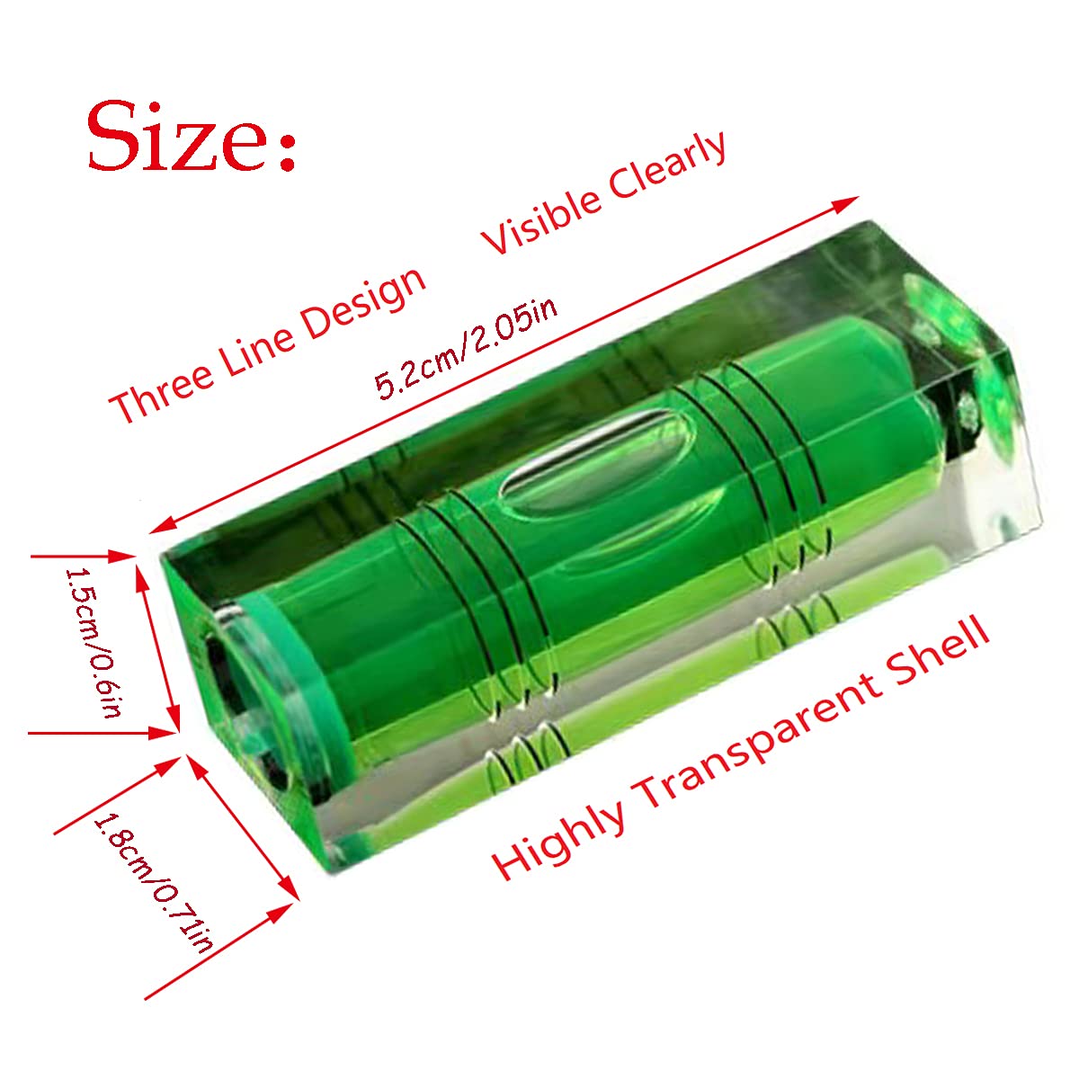 Small Bubble Level Tool Mini bubbles rectangle Three Line Horizontal Pearl 522015MM Magnetic/non Dual-use High Precision For Motorhome, Camping, Trailer, Construction, Photo frame, CNC machine