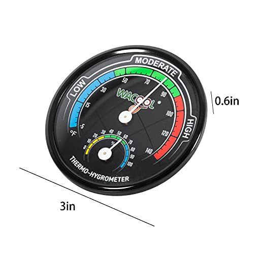 WACOOL Mini Analog Thermometer Hygrometer Pack of 2PCS, Dial Temperature Humidity Gauge Terrarium Thermometer Celsius and Fahrenheit, Night Luminous