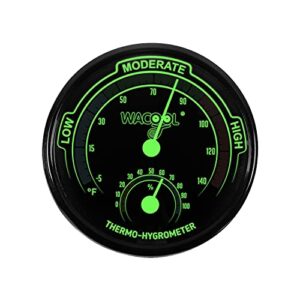 WACOOL Mini Analog Thermometer Hygrometer Pack of 2PCS, Dial Temperature Humidity Gauge Terrarium Thermometer Celsius and Fahrenheit, Night Luminous