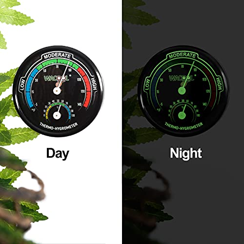 WACOOL Mini Analog Thermometer Hygrometer Pack of 2PCS, Dial Temperature Humidity Gauge Terrarium Thermometer Celsius and Fahrenheit, Night Luminous