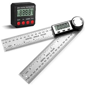 2-in-1 angle finder protractor with miter calculator, xuntop 0~230° 400mm digital torpedo level angle finder gauge meter ip54 protected electronic bubble inclinometer