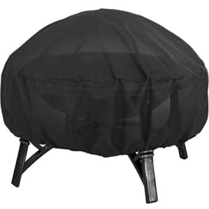 kiseer fire pit cover heavy duty waterproof round fire pit bowl cover with thick pvc coating drawstring, 38 inch, black