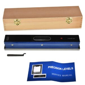 tinvhy 12 inch master precision level in fitted box for machinist tool, cast iron body with wooden case