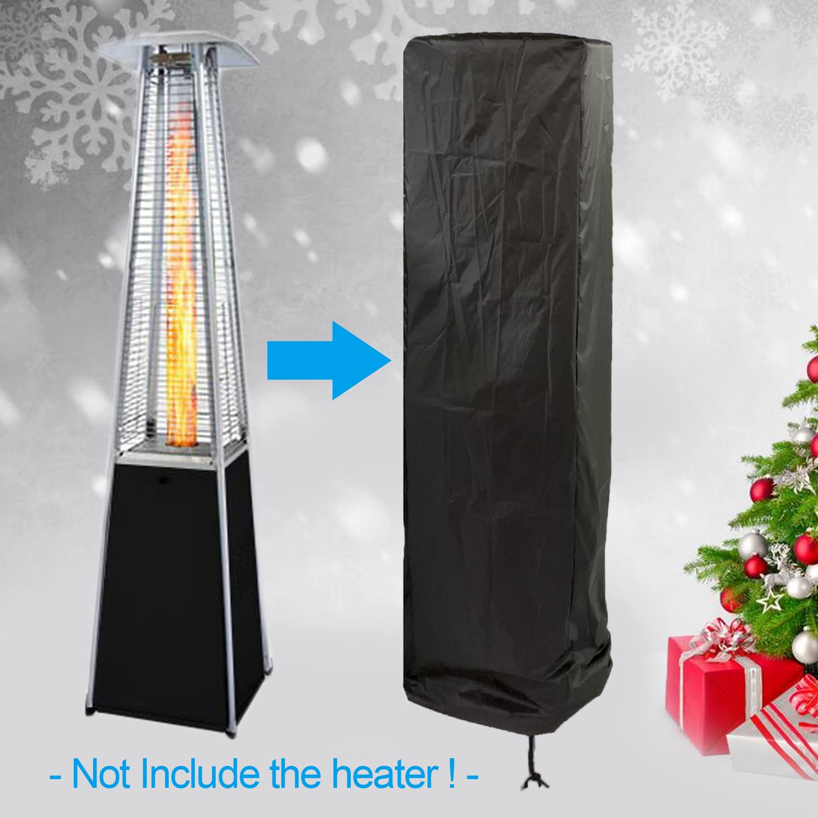 Heavy Duty Glass Tube Heater Cover - Waterproof Square Standing Patio Heater Protector for Outdoor Triangle Heater and Pyramid Torch