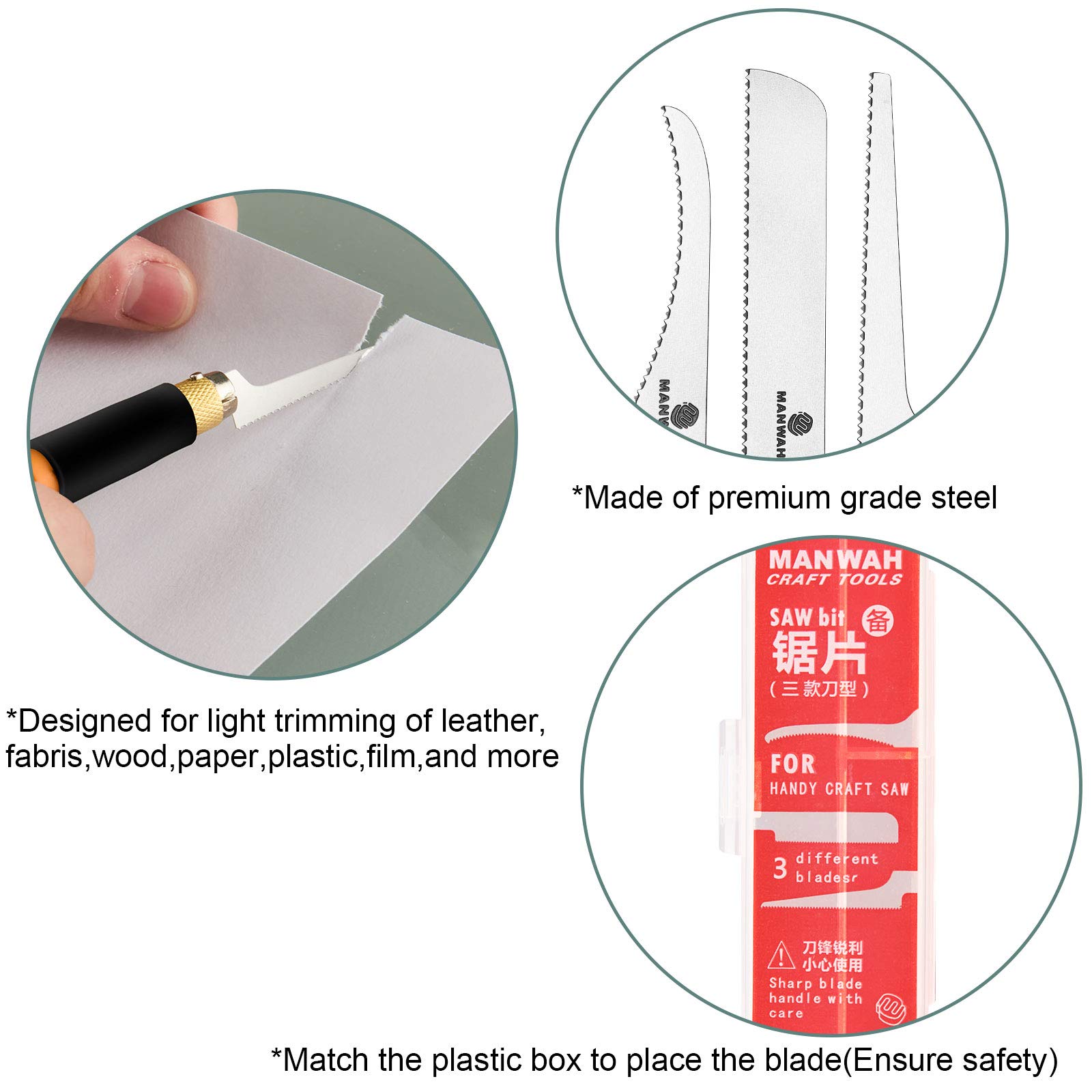 Saw Blades Replacement Mini Hobby Craft Saw Blade Micro Knife Saw Blades with Plastic Storage Box for Hand Cutting Tree Limbs and Branches (12 Pieces)