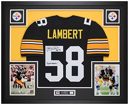 Jack Lambert Autographed Black Pittsburgh Jersey - Beautifully Matted and Framed - Hand Signed By Lambert and Certified Authentic by JSA - Includes Certificate of Authenticity