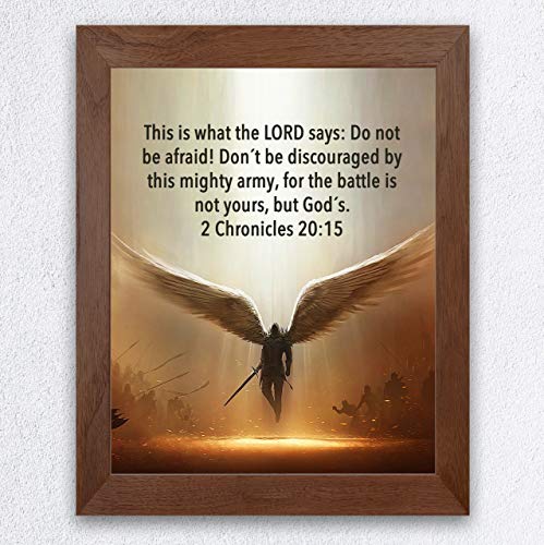 The Battle Is Not Yours - Warrior Christian Wall Decor, Angel Inspirational Wall Art, Bible Verse Motivational Print For Living Room Decor Aesthetic, Home Decor, Office Decor, Church, Unframed - 8x10