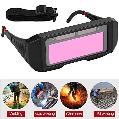 Welder Glasses, Solar Auto Darkening Welding Goggles Safety Protective Welder Mask Helmet with Adjustable Shade Eye Protection PC Anti-glare Glasses for Welder or DIYer Black