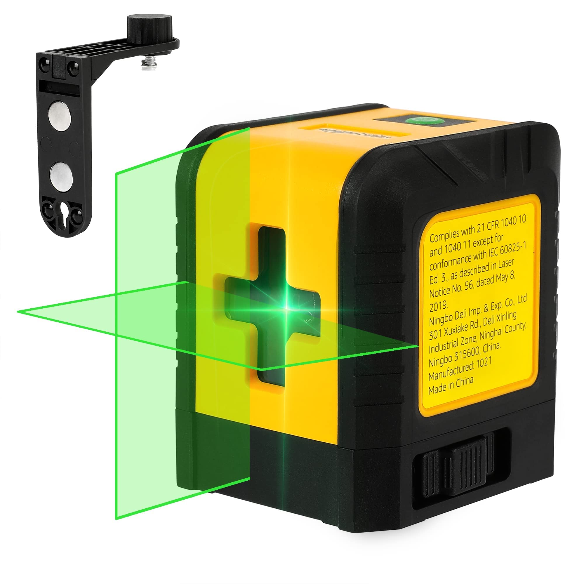 Amazon Basics Horizontal/Vertical and Cross-Line Class II Laser Level, 59-Foot, Yellow/Black