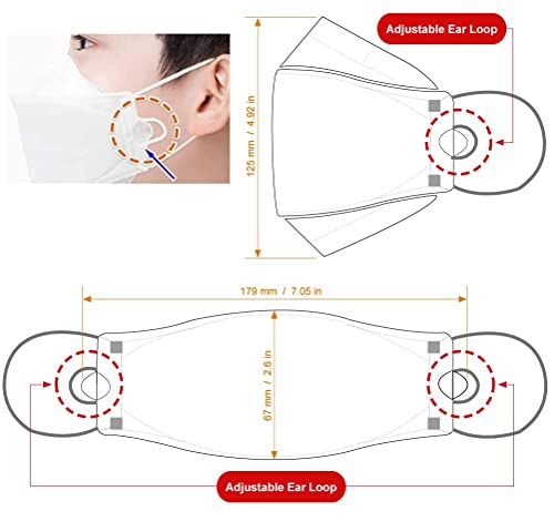 [20 Pack] :: Authentic :: BLUNA [WHITE] KF94 Facefit Ergonomic 3D Adjustable Strap Korean Face Mask [Small][Made in Korea][Individual Package] for Small Kids Children