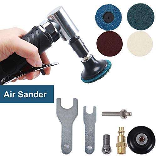 Angle Air Die Grinder 1/4 inch with 4 pcs 2" Roll Lock Sanding Discs, 90 Degree Angle Pneumatic Die Grinder