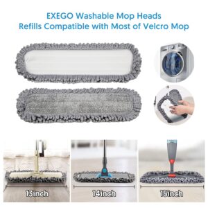 EXEGO Reusable Mop Pads Refills for Swiffer Power Mop Microfiber Mop Pads Refills Machine Washable Household Replacement Mop Pads Compatible with Swiffer Power Mop 13"-15" Spray Wet Mops, 5 Pack