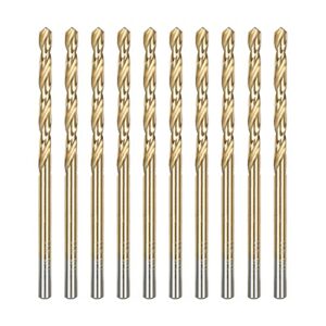 augtouf 1/8" titanium drill bits (10pcs), 4341 hss 135° metal drill bits for wood, metal, steel, plastic, aluminum alloy