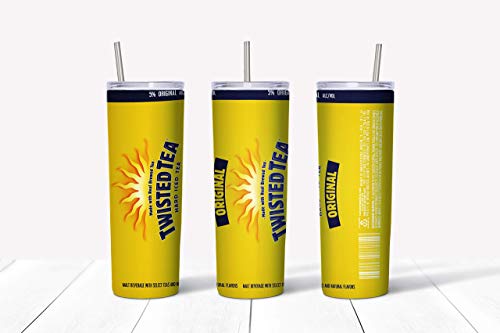 Twisted teas original 20oz Skinny Tumbler with lid and straw