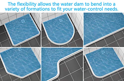 New Collapsible 67 Inch Shower Threshold Water Dam Collapsible Bath Shower Barrier Water Stopper Retention System Dry and Wet Separation for Bathroom Kitchen and More (5.6ft)