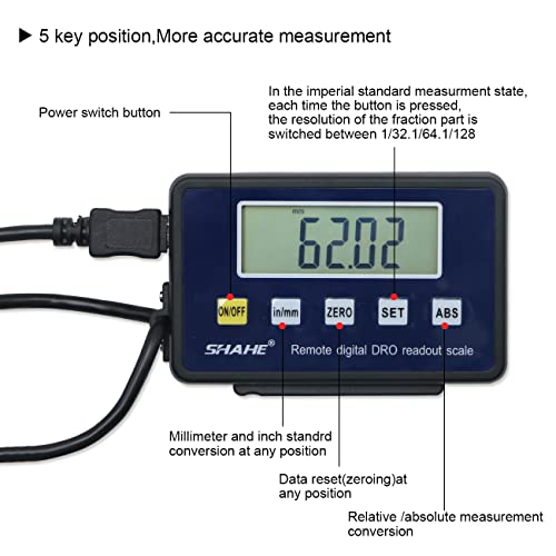 0-200mm/8''Digital Readout Linear Scale, Accurate Digital Remote LCD,for Milling Machine Lathes