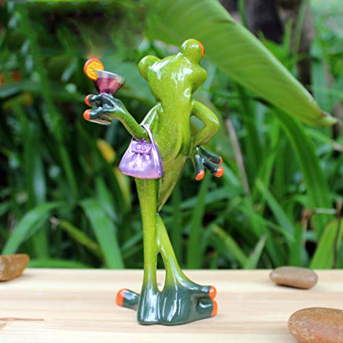 Happyyami Frogs Garden Statue Garden Mini Resin Animal Figurine Yard Sculpture Ornaments Lawn Outdoor Statues for Patio Lawn Tabletop Decorations