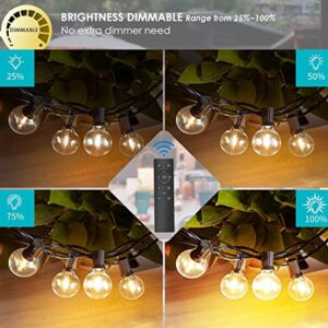 Bomcosy Patio Lights Outdoor String Lights with Remotes 150ft, G40 LED String Lights with Waterproof Shatterproof 77 Bulbs(2 Spare), 2700K Outside Globe Lights for Backyard Wedding Party Porch