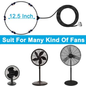 Signice Fan Misting Kit - Upgraded Adjustable 26FT Fan Misters for Cooling Outdoor with 5 Mist Nozzles DIY Water Mister Fans for Outside Patio Backyard