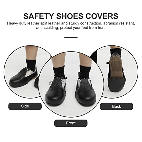EXCEART Steel Toe Cap 1 Pair Safety Shoe Caps Universal Anti- smash Leather Shoes Covers Overshoes Accessories with Adjustable Strap for Industry Workplace