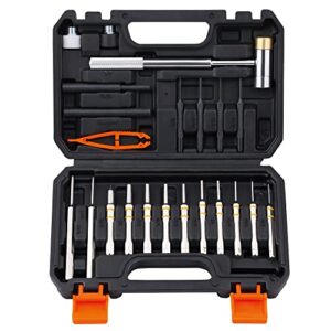 horusdy 22-pieces punch set punch made of solid material, including steel punch and hammer with steel for maintenance