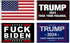 trump 2024 flags fuck biden flag re-elect trump 2024 flag, american flag, keep america great, no more bullshit with grommets patriotic outdoor indoor decoration, 3x5 ft, 4 patterns