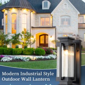 EERU Dusk to Dawn Outdoor Wall Lanterns Large Exterior Porch Lights Wall Mount IP65 Waterproof Outdoor Sconces with Seeded Glass Outside Wall Lamp for House Garage Front Porch Patio