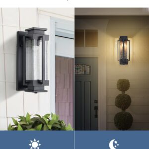 EERU Dusk to Dawn Outdoor Wall Lanterns Large Exterior Porch Lights Wall Mount IP65 Waterproof Outdoor Sconces with Seeded Glass Outside Wall Lamp for House Garage Front Porch Patio