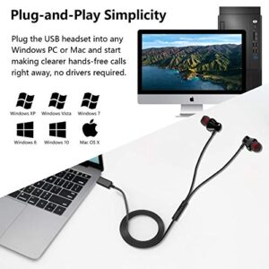 USB Headset with Microphone for PC, Noise Cancelling Computer Headphones for Laptop/ 8.2 FT, Lightweight PC Headset with Audio Controls & Mute Function for Office Live Broadcast Gaming Headset and PS4