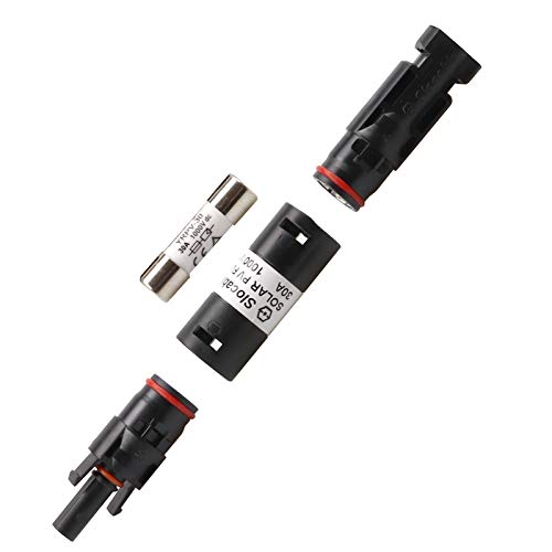 RKURCK 25 Amps Solar Fuse Holder, Male and Female Connector Waterproof PV in-Line Fuse Holder Connector for Solar Panel and Solar Controller 25A