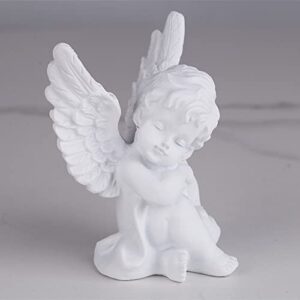 orenm 2 Pack Resin Cherubs White Angel Statue Figurine, Garden Sleeping Cherub Statue Sculpture Indoor Outdoor Home Decoration, Cute Adorable Angle Sculpture Memorial Statue(4" Height) (White)