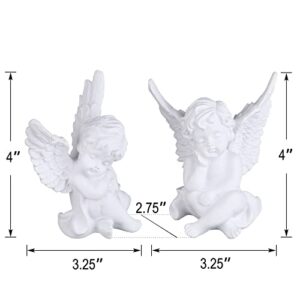 orenm 2 Pack Resin Cherubs White Angel Statue Figurine, Garden Sleeping Cherub Statue Sculpture Indoor Outdoor Home Decoration, Cute Adorable Angle Sculpture Memorial Statue(4" Height) (White)